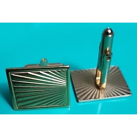 Vintage Men’s Gold-Tone Cufflinks – Classic Mid-Century Retro Costume Jewelry - Picture 2 of 5